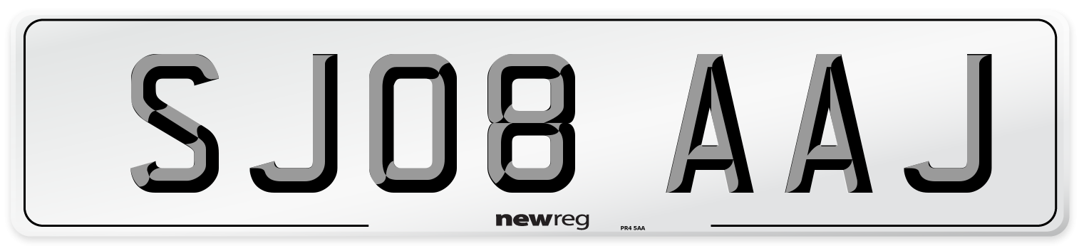 SJ08 AAJ Number Plate from New Reg